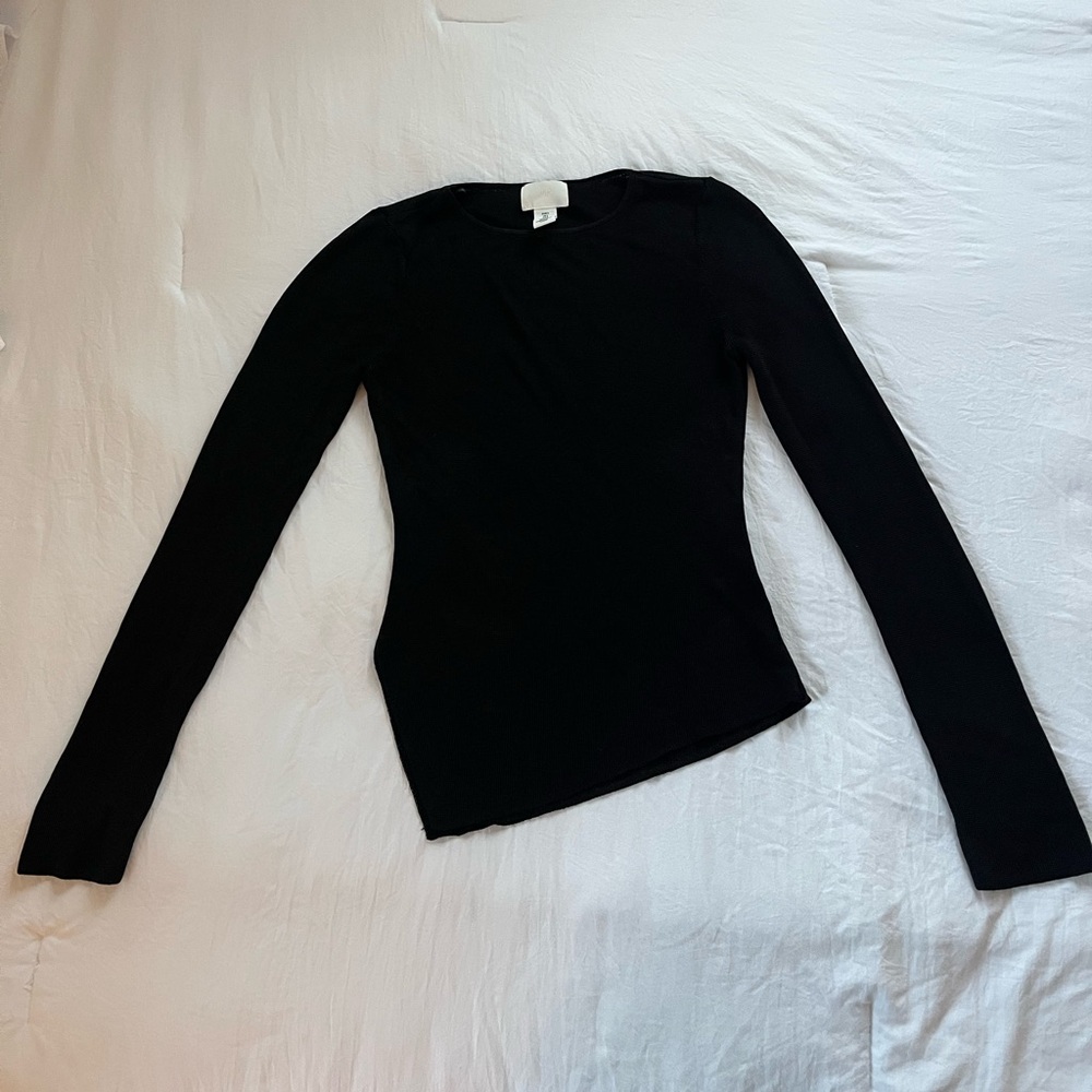 Black long sleeve asymmetrical top